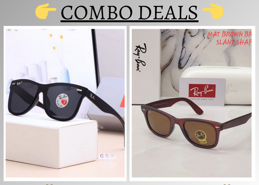 RAY-BAN New Top Trending Men's Pack Of 2 Combo Hot Favourite Wintage Sunglass For Unisex.