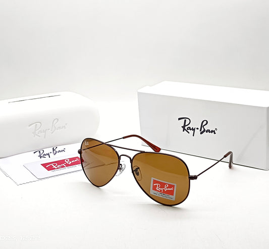 RAY-BAN Brown & Brown 3026 Oval Aviator Metal Trendy Hot Favourite Wintage Sunglass For Unisex.