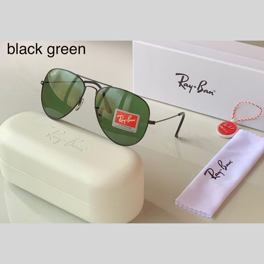 RAY-BAN Green & Black 3026 Aviator Metal FrameTrendy Hot Favourite Wintage Sunglass For Unisex.