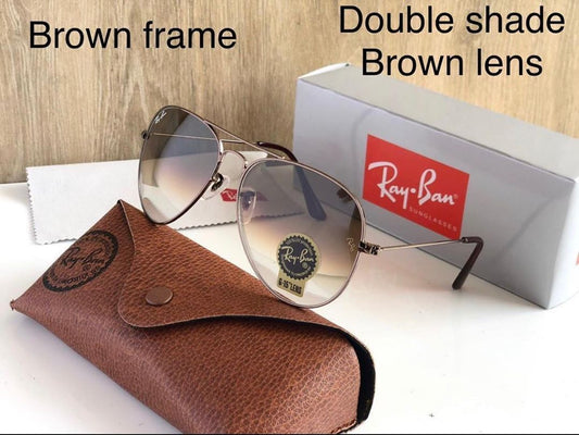 RAY-BAN Brown Shade Brown 3026 Aviator Trendy Hot Favourite Wintage Sunglass For Unisex.