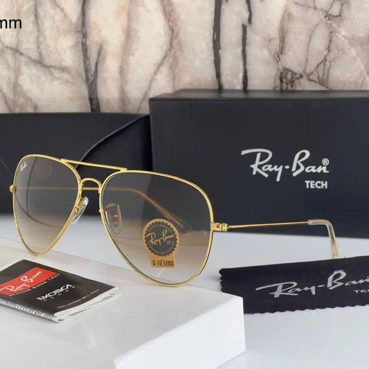 RAY-BAN Brown Shade & Gold 3026 Aviator Hot Favourite Wintage Sunglass For Unisex.