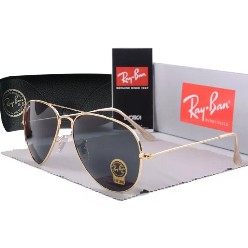 RAY-BAN Black & Gold 3026 Aviator Trendy Hot Favourite Wintage Sunglass For Unisex.